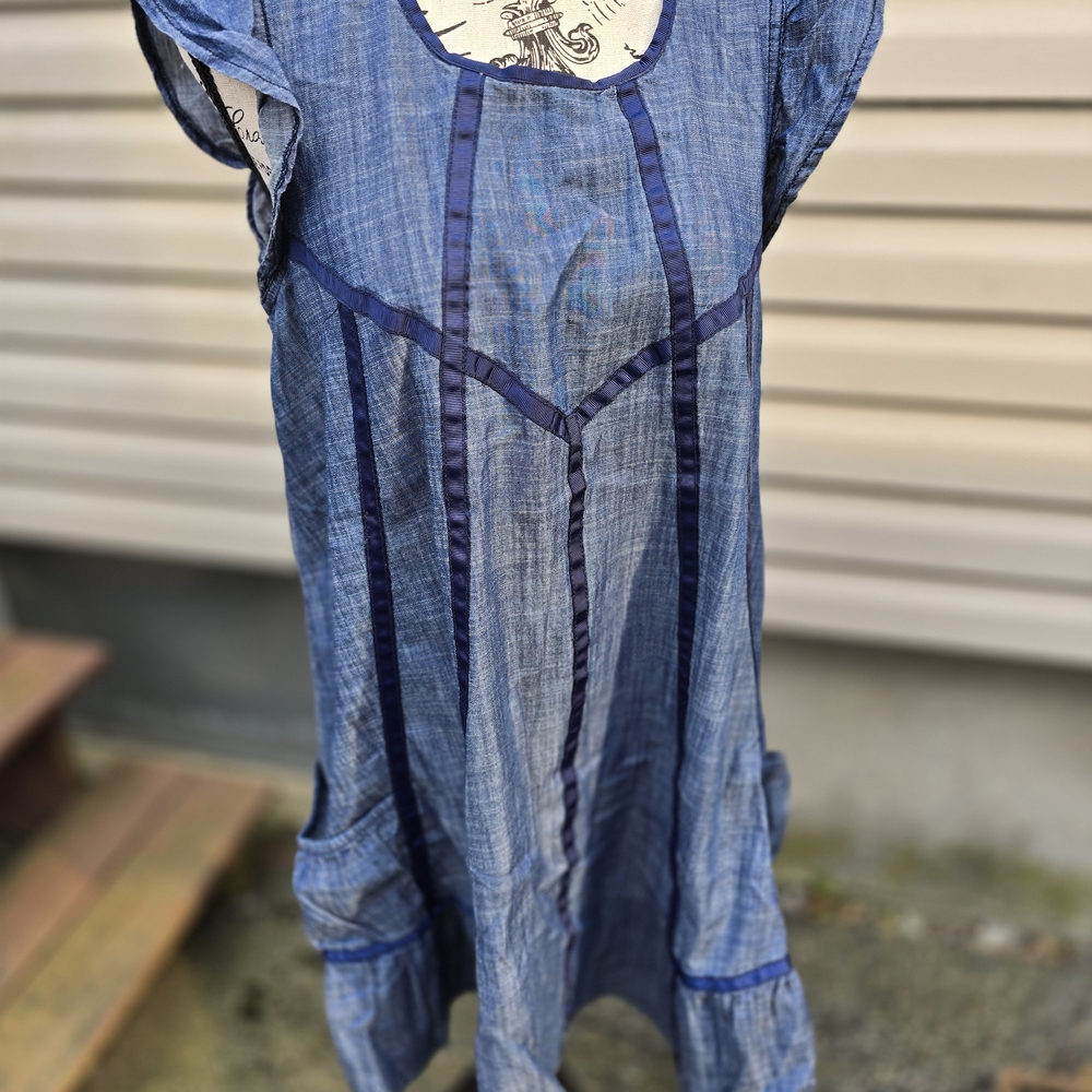 Chambray Dress With Lace Back